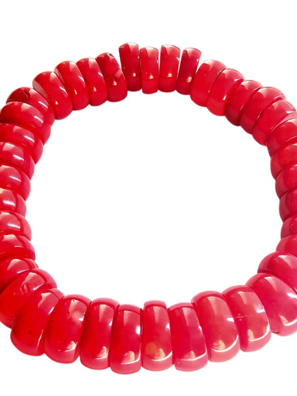 Vintage Red Coral Disc Bead  Bracelet Statement Jewelry Material